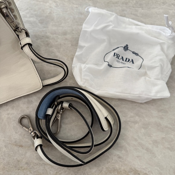 Prada Glace Studded Calfskin Leather Purse Etiquette Flap Foldover Handbag New - Picture 10 of 16